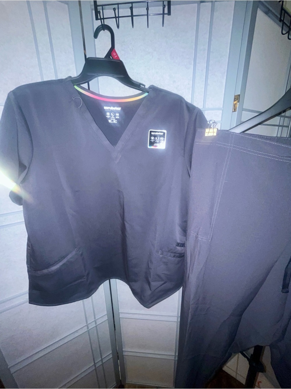 Scrubstar Women's Black V-Neck Scrub Top & Drawstring Pants